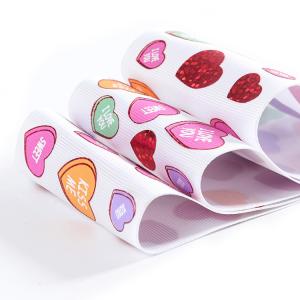 China Wholesale Heart Print High Strength Polyester Ribbon 75mm Roll wholesale