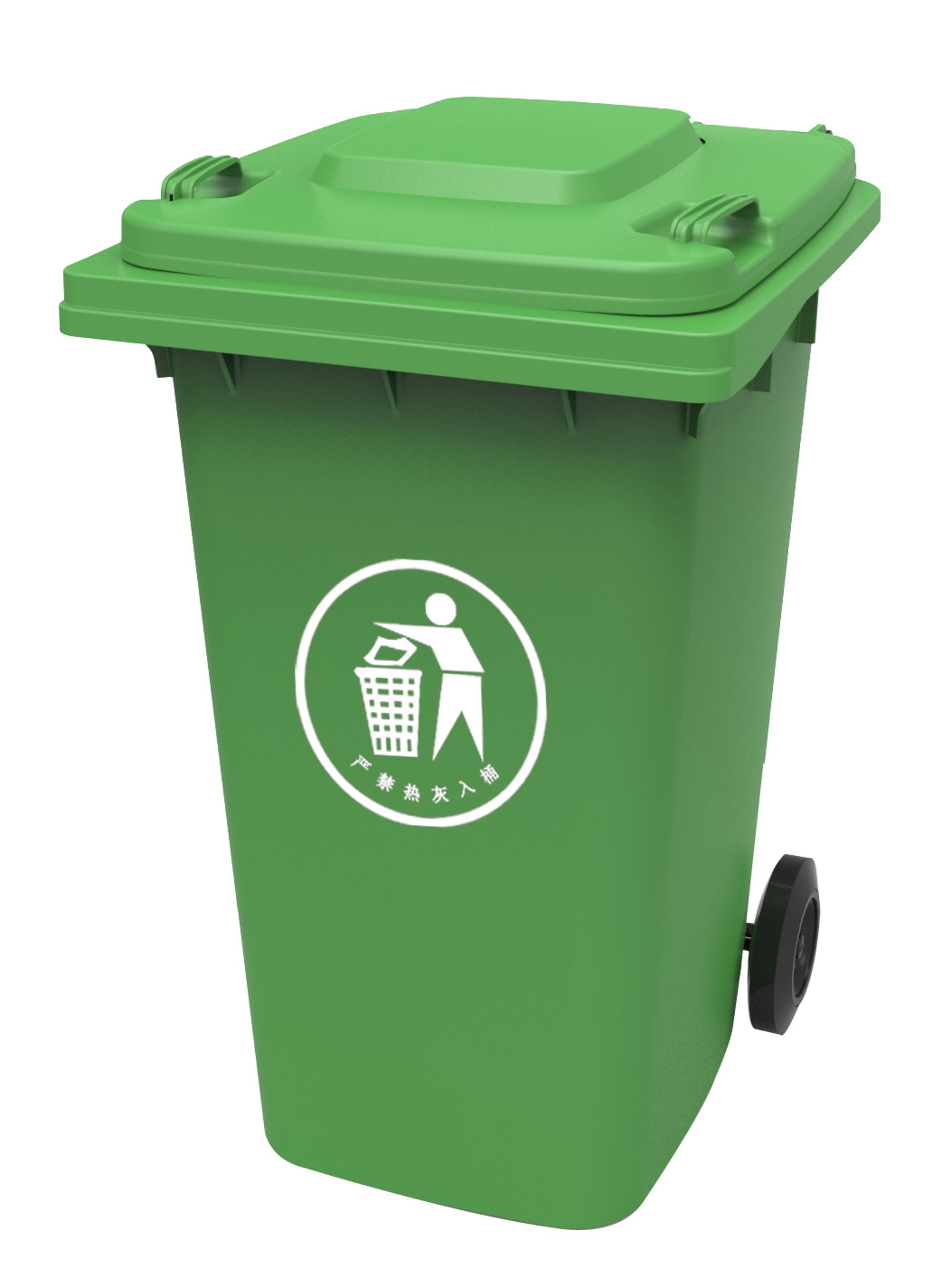 120L plastic trash bin waste bin rubber wheel trash can for outdoor skip bins