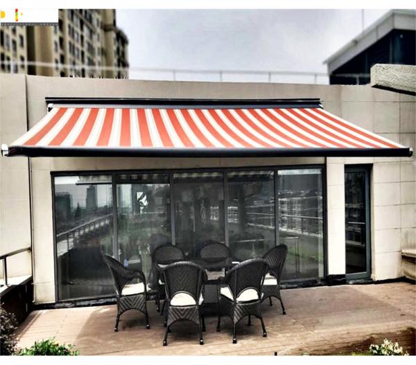 Balcony Folding Arm motorized patio awning Full Card Awning Black Shop Awning Aluminum