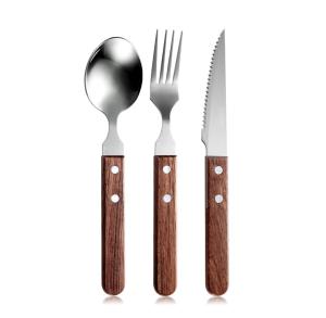 China Stainless Steel Cutlery Set Flatware Set Wooden handle flatware wholesale