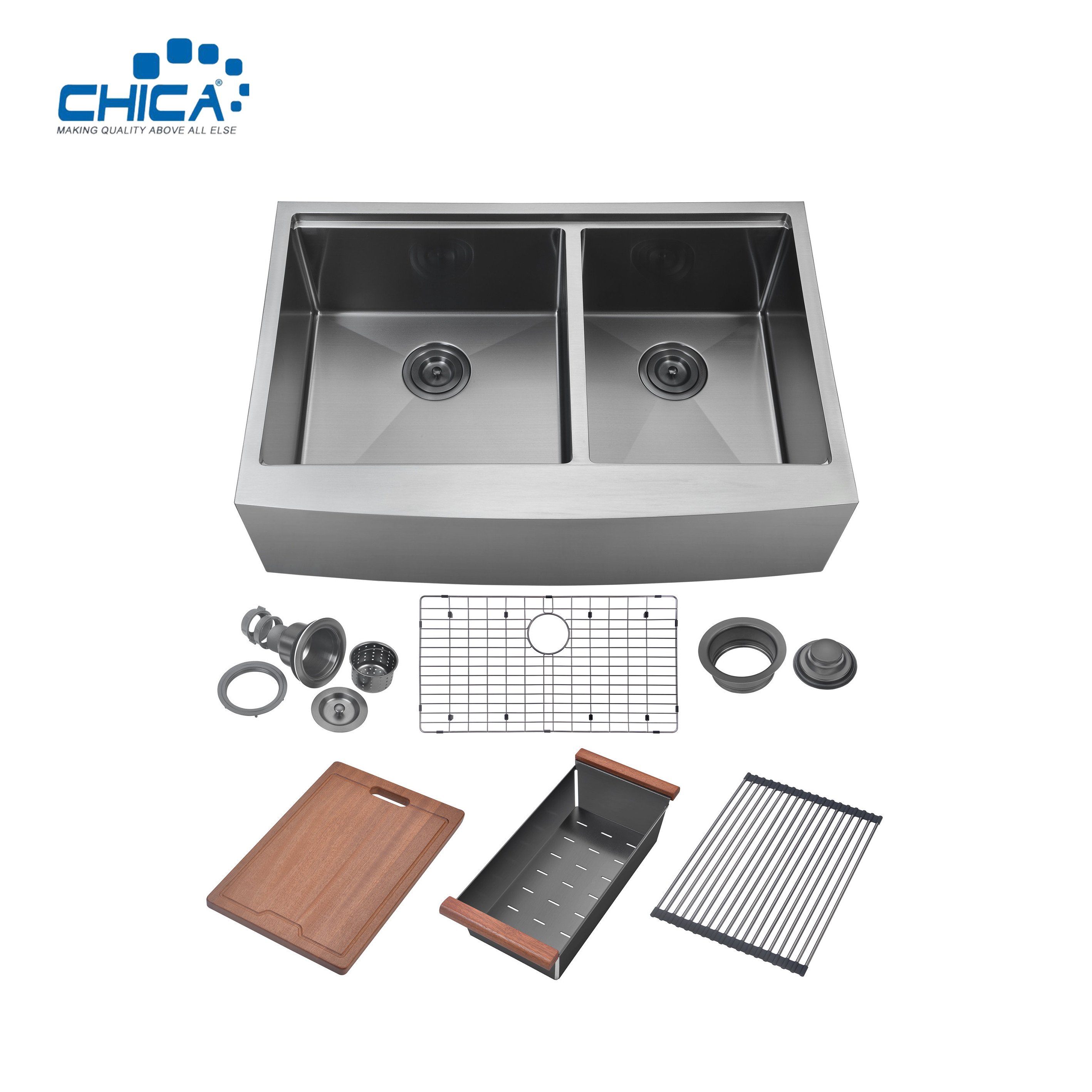 Apron Front stainless steel Double Bowl Kitchen Sinks Handmade House Kitchen Sinks