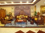 Antique Frame Chesterfield Carved Wood And Leather Sofa Set