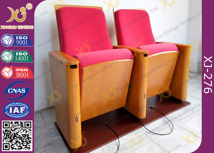 Wooden Armrest Church Hall / Concert Hall Seating With USB Hub On The Leg