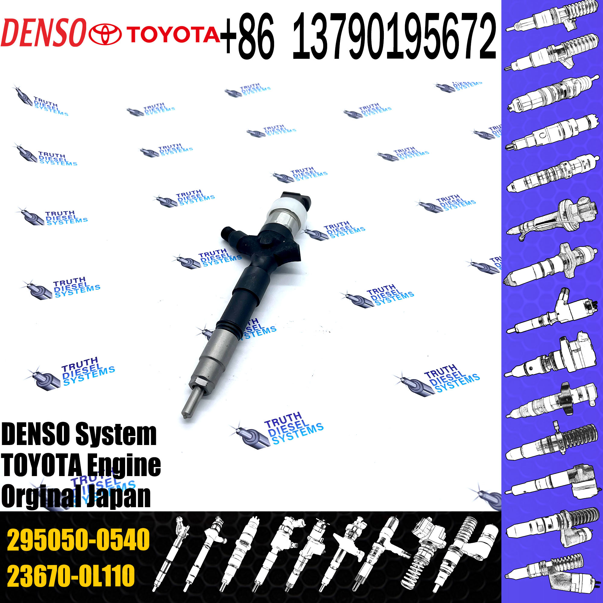 Toyota HILUX VIGO 2KD engine DENSO diesel injector 23670-30310 2367030310 SM295050-0810 295050-0540