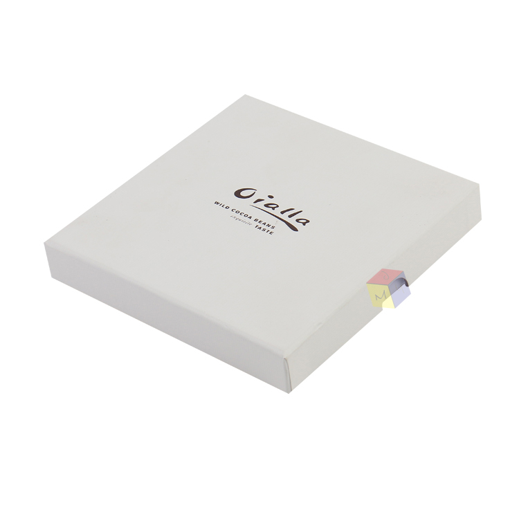Custom White Square 2 Piece Paper Candy Chocolate Gift Box with Lid and Divider Slots