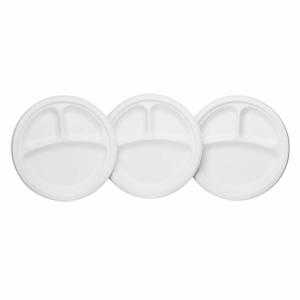 China White 3 Compartment Paper Plates , Recyclable 9 Inch Paper Plates wholesale
