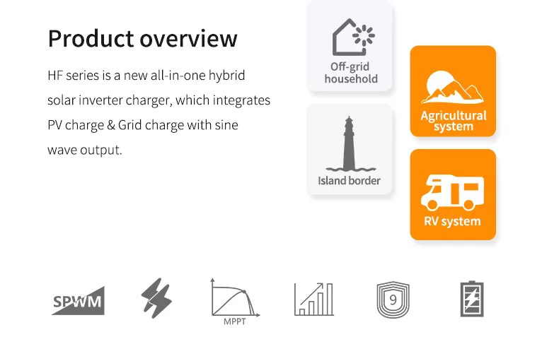 Mppt 120v 63a Solar System Inverter Off Grid Inverter 5kw Without Battery
