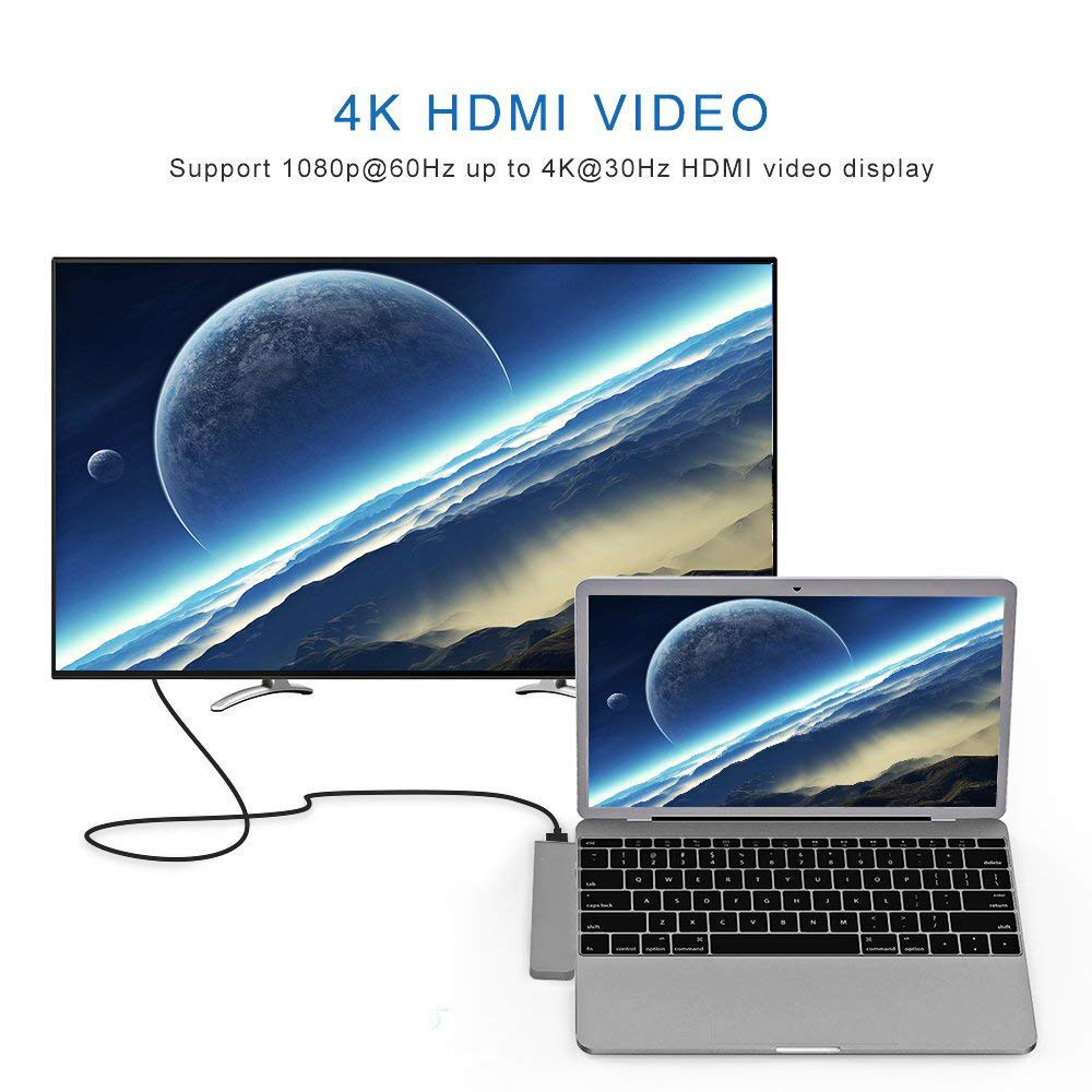 7 in 1 Dual Type-C Docking Station Thunderbolt 3 Hub with 100W Power Delivery,USB-C,4K for 2016/2017/2018 MacBook Pro