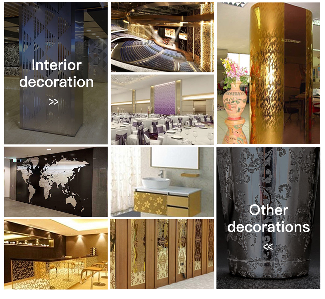 201 304 316 Etched Stainless Steel Sheet For Interior Decoration SS Steel Pattern Plate