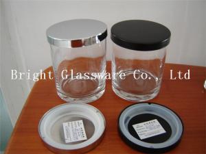 China glass jar with lid, glass candle cup wholesale
