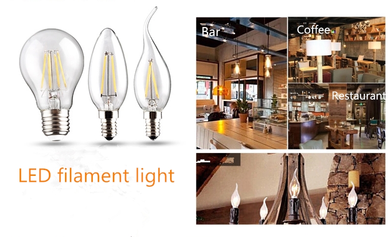 vintage led tubular light lamp T6/T20 E17 screw base filament led bulb dimmable