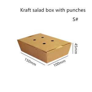 China Salad Kraft Paper Take Away Box Microwavable Disposable With Punches wholesale