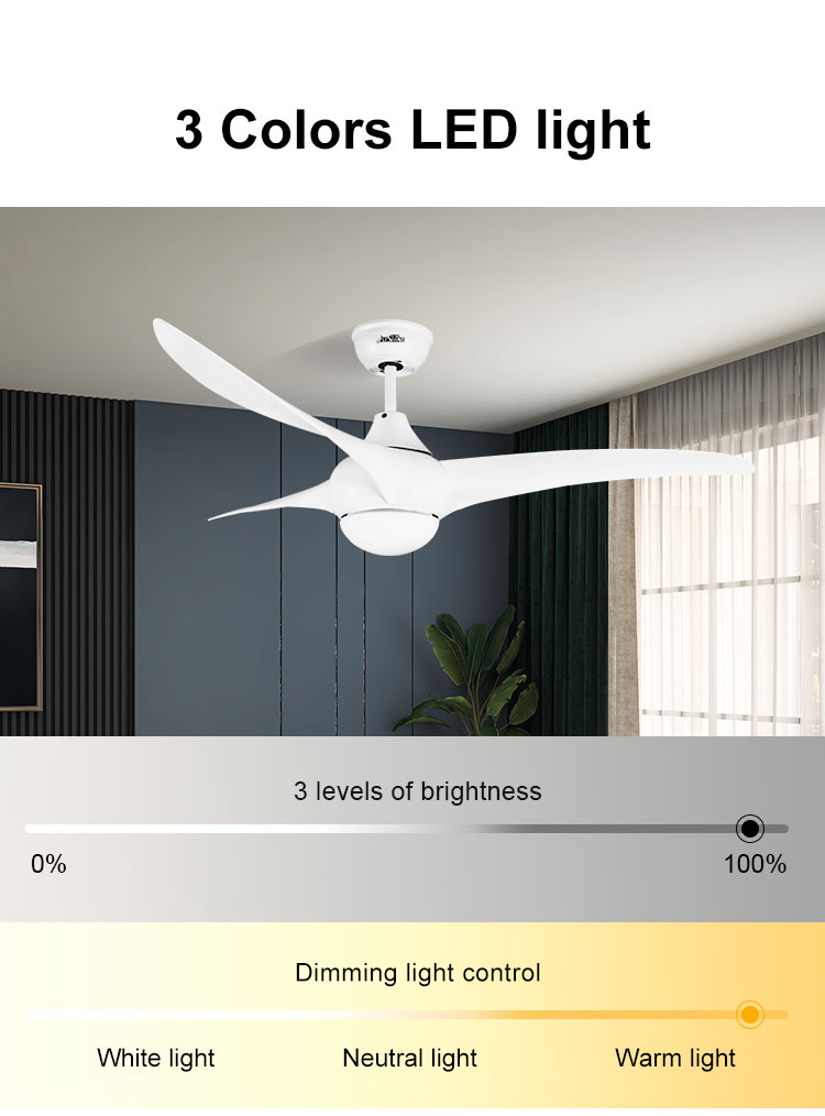 Modern Design Style Energy-Saving Remote Control LED Ceiling Fan with Metal Lamp Body