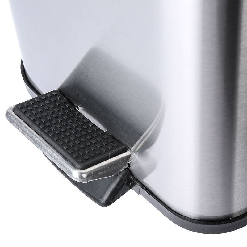 Square Foot Pedal Waste Bin 3L Dustbin Step Trash Bin Stainless Steel Trash Can Metal Garbage Can for Office Hotel Home