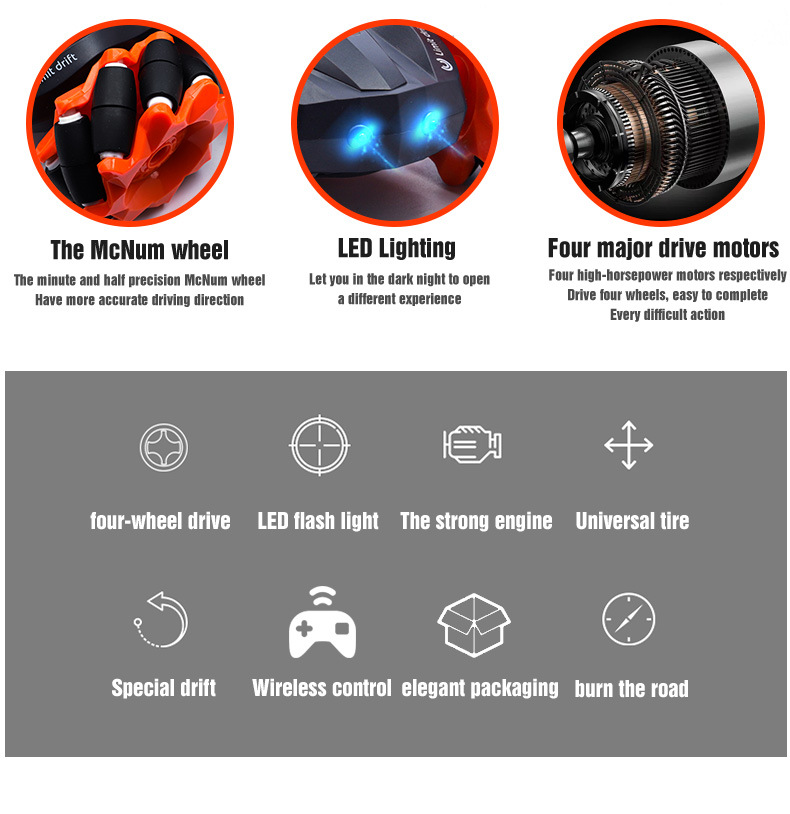2.4G Stunt RC Cars Double Sided Drift Remote Control Car for Children's Electric Toys