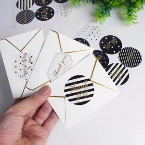 China Flower Waterproof Wedding Label Sticker Packaging Thank You Circle Stickers 500pcs wholesale