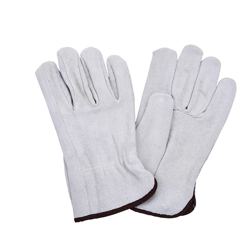 LC20032 Cow Split Leather Working Gloves With Shirred Elastic Back