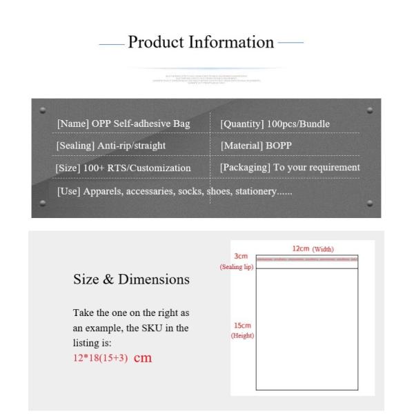 Width 35cm 14 Lengths Clear Long Self Adhesive Sealing Cello Bags Thick Plastic Opp Bags for Chocolate Pretzel