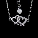 Glaze Heart Pink Stone Necklace Jewellery With Free Nickel Imperial Crown Design