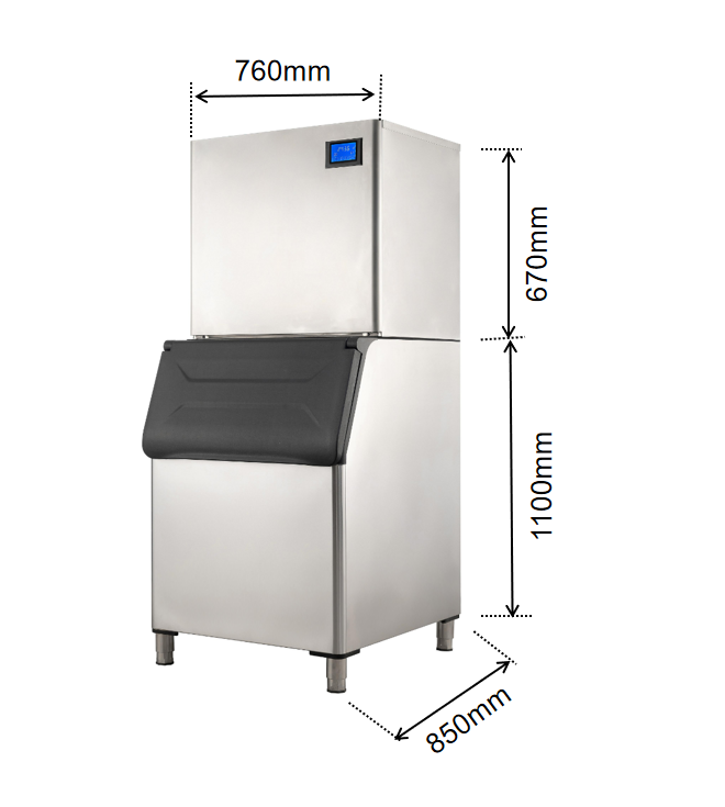 200kg Ice Storage Low Noise Commercial Air-Cooling Cube Ice Machine with 0.96KW Power