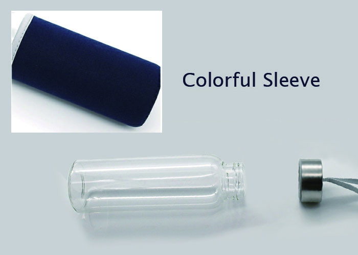 16 Oz Fancy Unbreakable Glass Water Bottle With Stainless Steel Cap