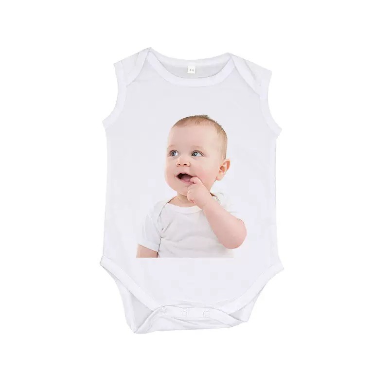 Sleeveless White Newborn Romper Crawl Suit For Sublimation Photos Printing