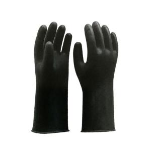 China WaterProof Black Industrial Rubber Gloves 32 Cm Unflocked Lining Chemical Resistant wholesale