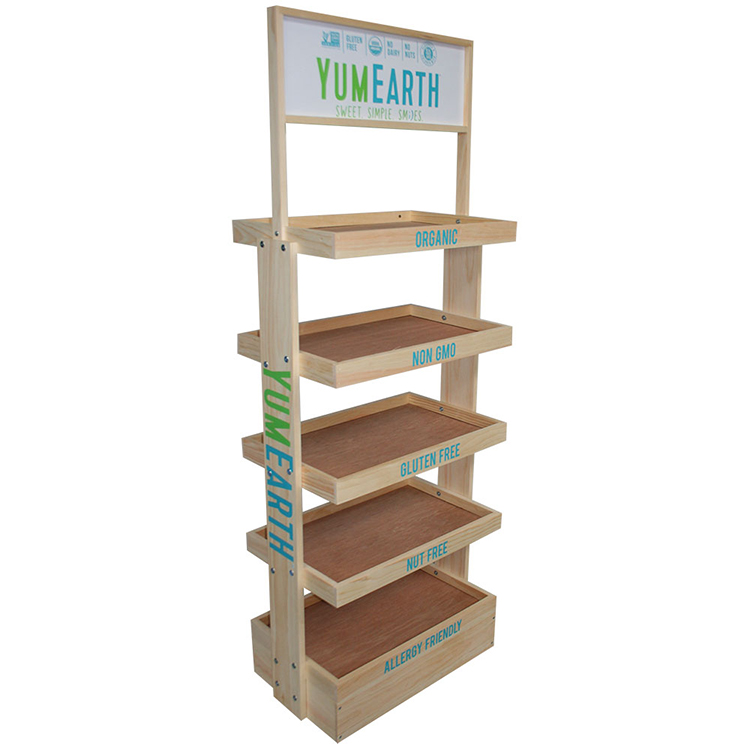 Countertop Rum Cake Display Rack Wooden Display Baskets For Bakery Bakeshop