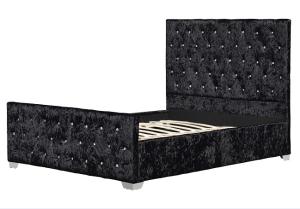 China BSCI Upholstered Bed Frame With Diamond Headboard European Style Customized wholesale