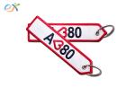 Embroidery Logo Custom Woven Keychain Merrow Border For Promotion Gifts