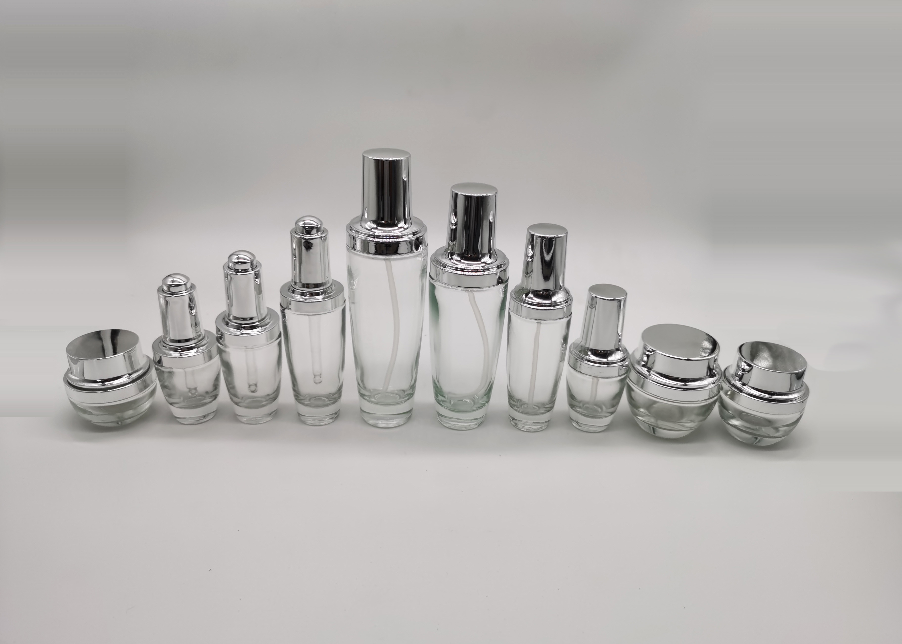 20g 50g Emulsion Spray Glass Bottle With Silver Pressure Pump