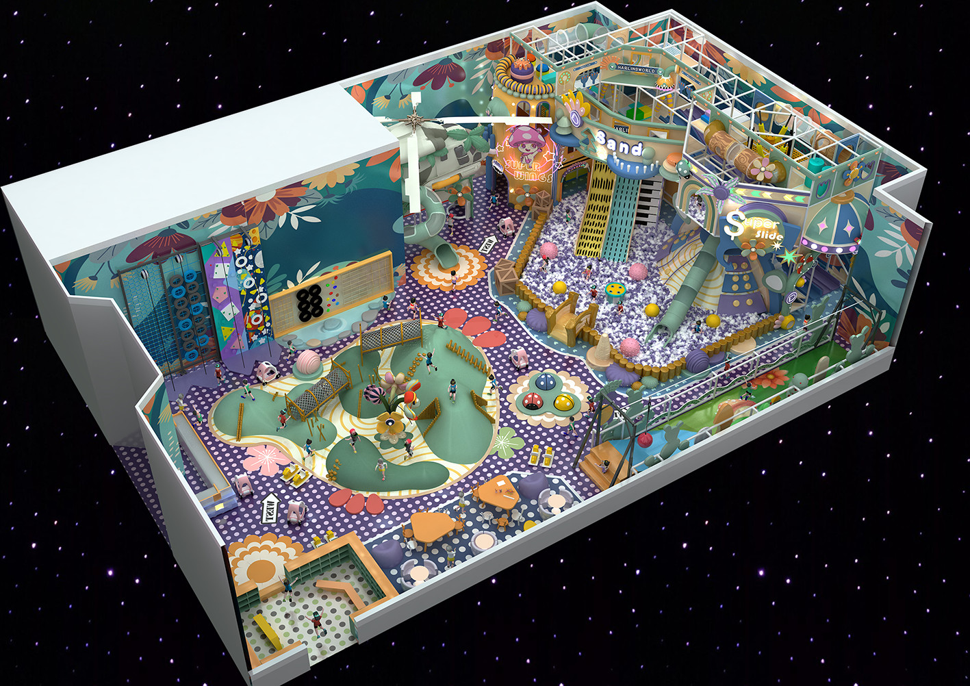 Customized Size Kids Indoor Playhouse Equipment Circus Themed Security Oriented