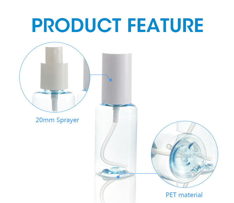 9g 80ml PET Plastic Spray Bottle Full Cover Protective Cap