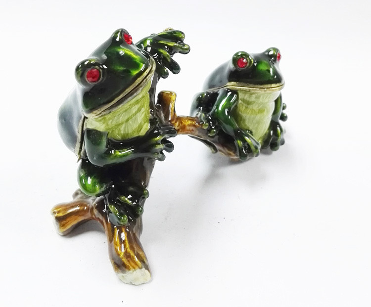 Cute frog metal rhinestone box wholesale frog jewelry boxes custom jewelry boxes