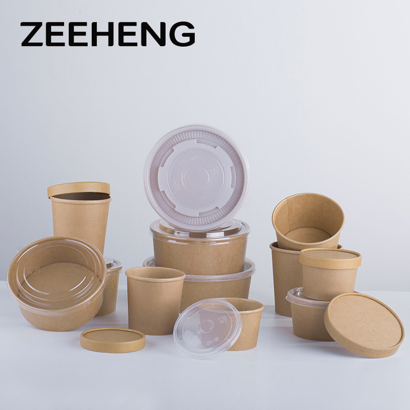 42oz 1300ml Round Sturdy Disposable Soup Bowls Kitchenware With Clear PET Lid