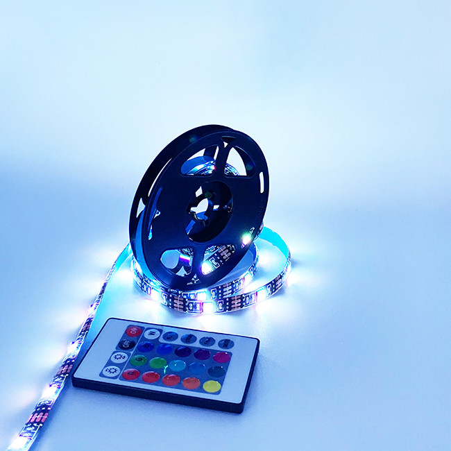 hot sale china12v 5m smd5050 waterproof ip65 rgb led strip lights with remote controller