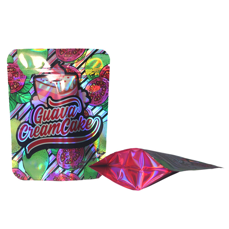 Heat Sealed Holographic Stand Up Pouch With Window Mylar Bags For Food Storage