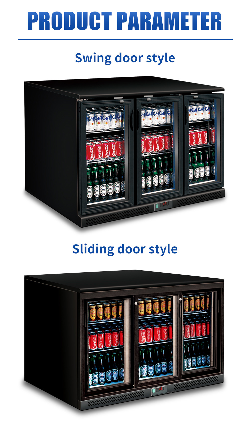 Digital Thermostat Beer Bottle Fridge Chiller , Glass Door Small Beer Fridge Cabinet