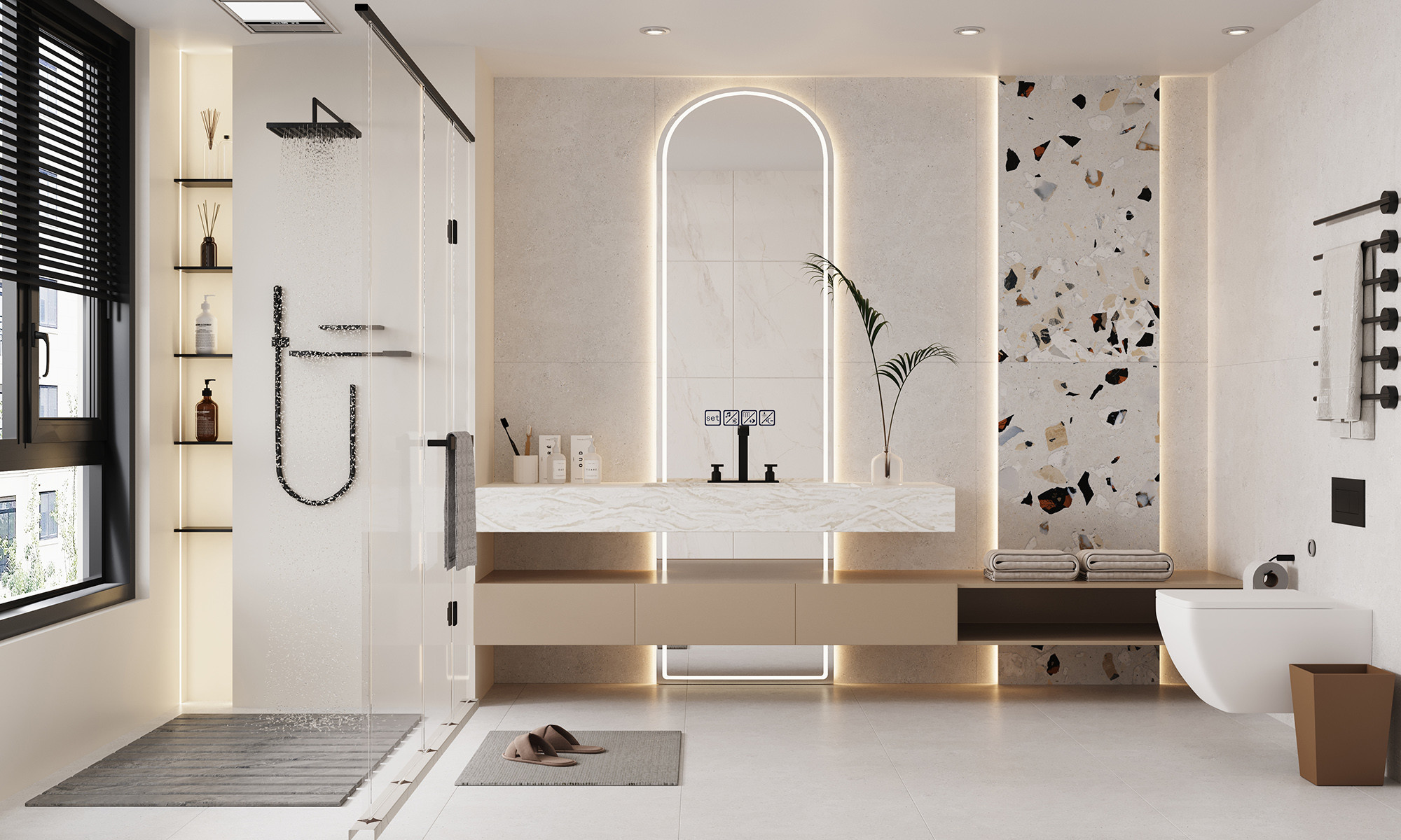 Elegant Terrazzo Matt Porcelain Glazed Tiles Bedroom 60x120cm Floor Tile For Decoration 2 Designs