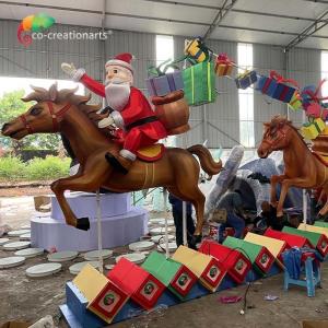 China Christmas Decoration Santa Horse Resin Gift Box Zigong Lantern For Amusement Park wholesale