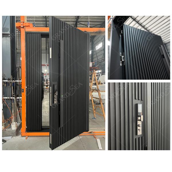 Modern Design Custom Made Wrought Iron Solid Wood Steel Pivot Entry Door with Factory Price for Residential Projects