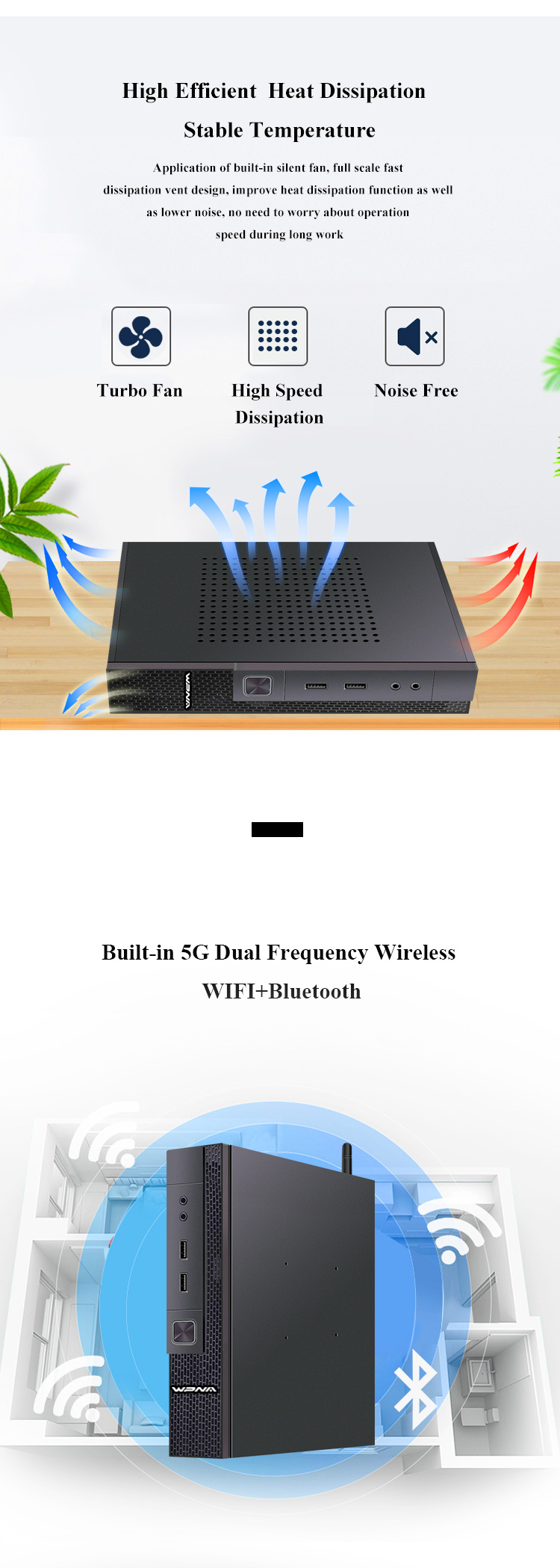 Portable Win10 Desktop Mini PC Hexa Core I3 I5 I7 16GB 512GB Graphics 630 All In One