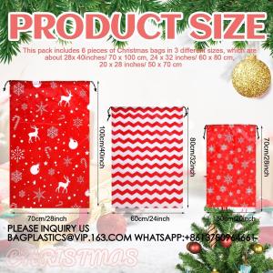 China Drawstring Christmas Gift Bags Reusable Xmas Wrapping Bags Giant Christmas Sacks For Xmas Party Favors wholesale