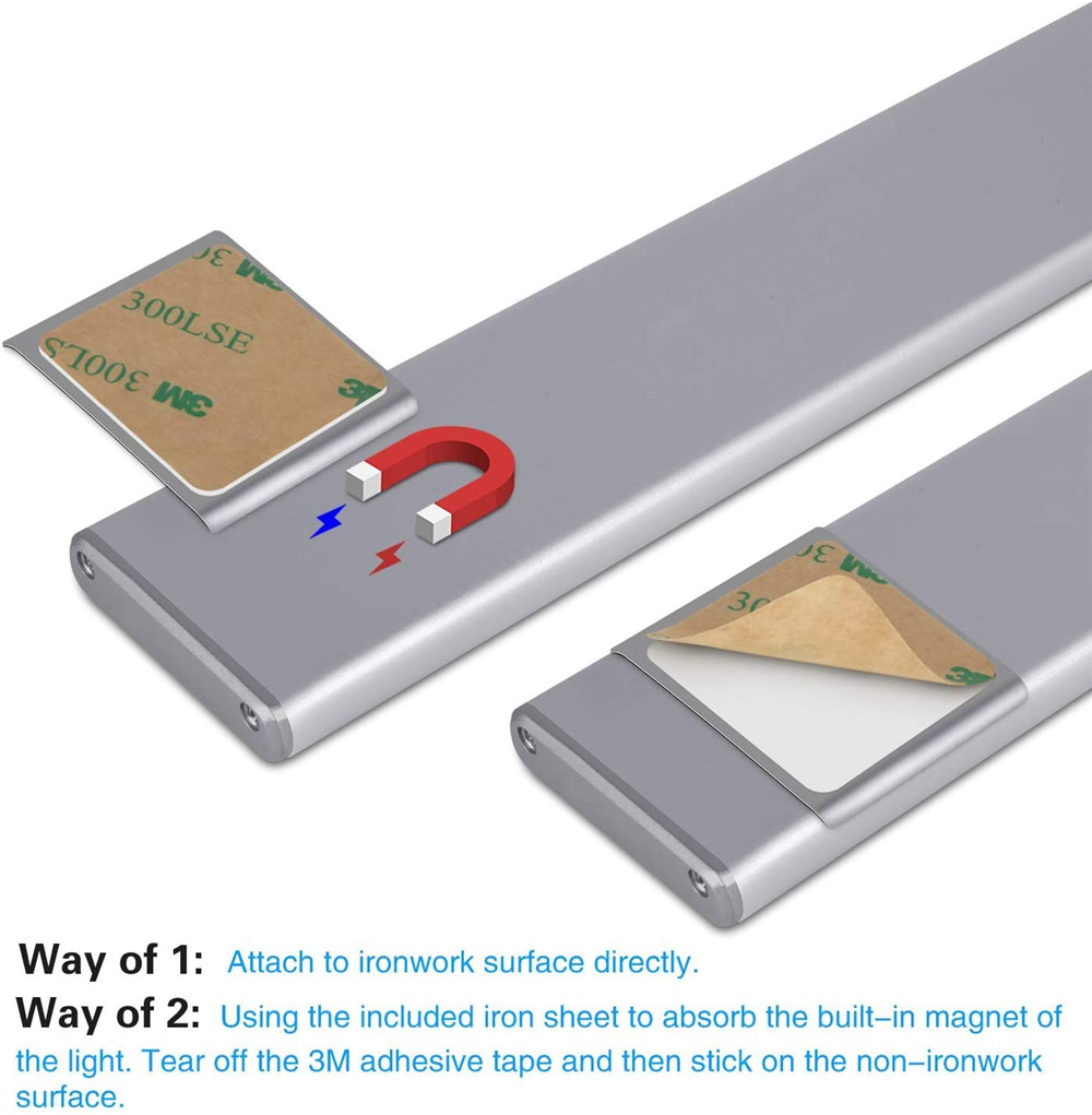PIR Motion Sensor LED Under Cabinet Light USB Rechargeable Wardrobe Closet Night Light