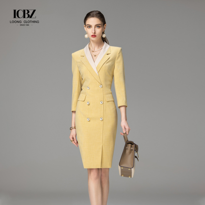 Women's Two Piece Set Office Formal Skirt Suit in Colors and Polyester Fiber Fabric