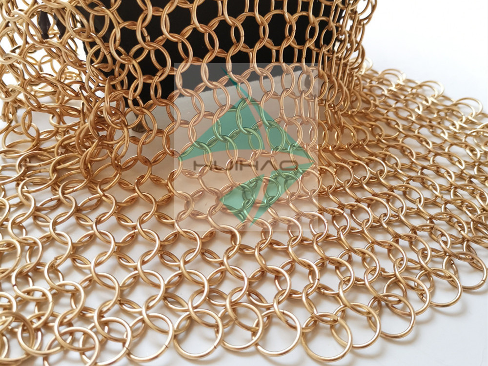 Window Treatment Stainless Steel Ring Mesh Curtains , Metal Chainmail Mesh Drapery For Space Divider