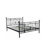 Bedroom Black Queen Wooden Slat Bed Frame Electrostatic Powder Coating