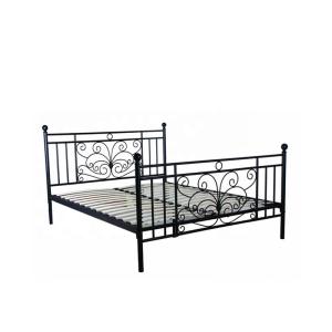 China Bedroom Black Queen Wooden Slat Bed Frame Electrostatic Powder Coating wholesale