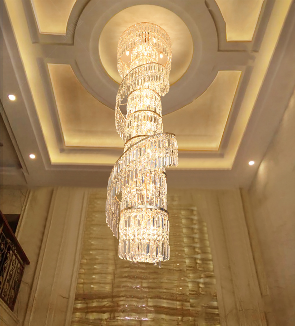 Luxury crystal chandelier duplex building hollow living room lamp large chandelier(WH-NC-91)
