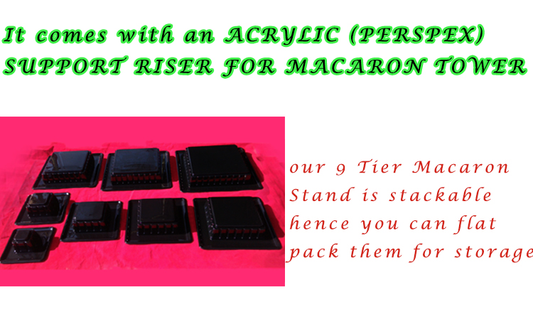 9 Tier Plastic Square Macaron Tower Stand Display For French Takeaway Food Packaging